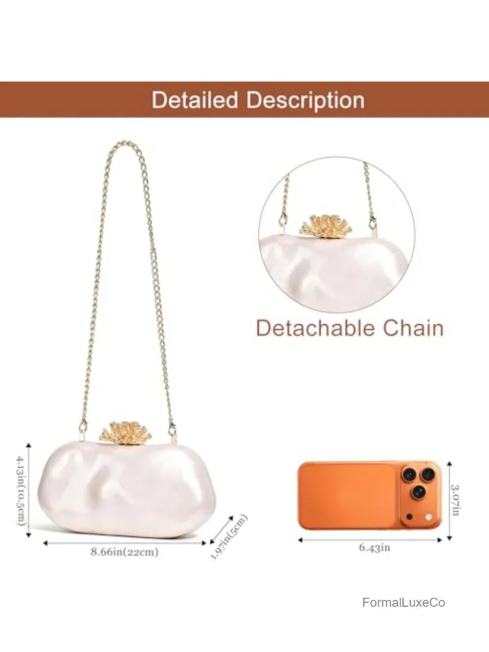 Acrylic Box Clutch with Detachable Chain for Evening Crossbody